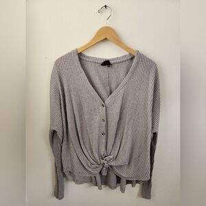 Urban Outfitters Out From Under Women's Front Tie Button-Down Waffle Knit Medium